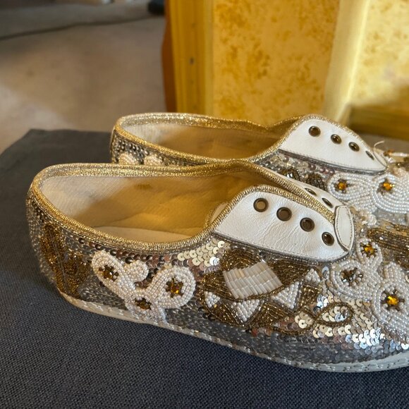 Frankie and Baby Sequin gold/ sliver  sneakers - Picture 3 of 6